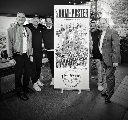 JP Weber, Don Lorenzo, Micky Nauber (Domstürmer), Elvis Katticaren (DomstadKindRecords) & Monsignore Robert Kleine (Domdechant) 